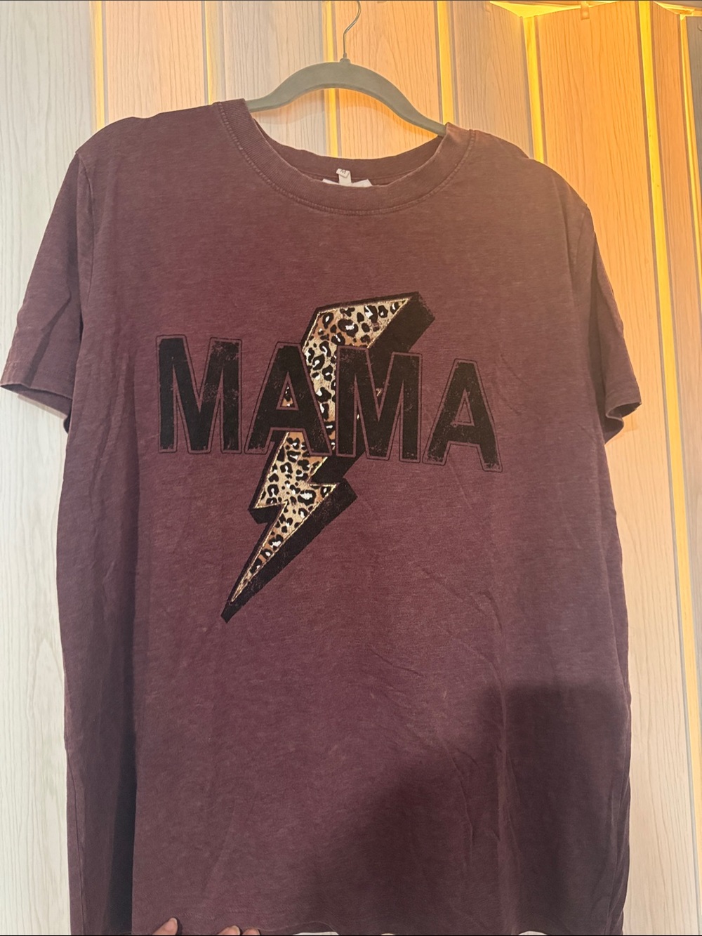 Maurices Oversized Burgundy 'MAMA' Graphic Tee with Leopard Bolt